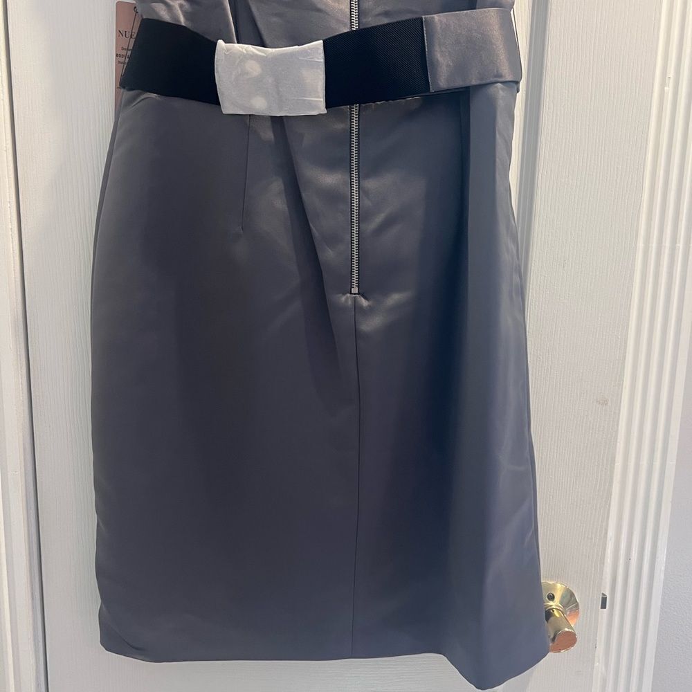 NWT Nue by Shani sleeveless midi dress with bow belt silver size 14 - Picture 13 of 16